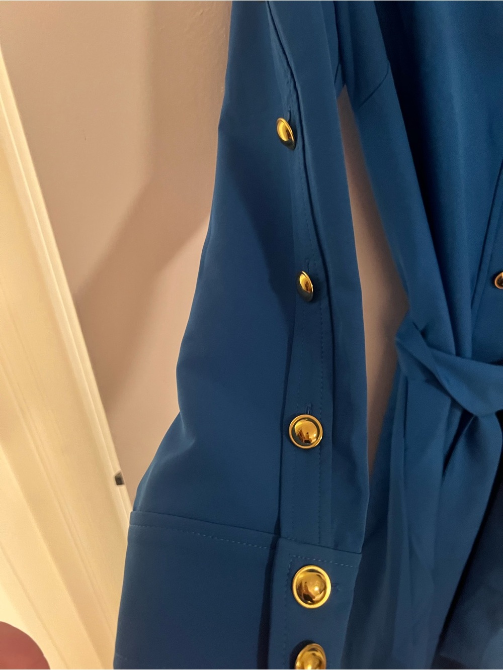 Tuckernuck Royal Blue Midi Shirt Dress with Gold Buttons - Picture 9 of 11